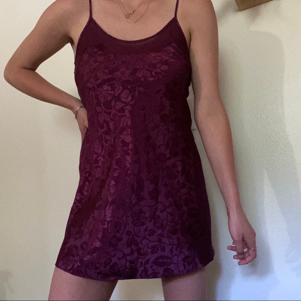 Purple floral silk dress
